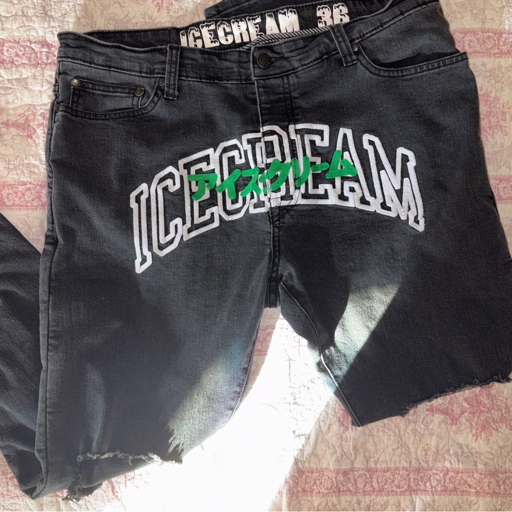 Icecream Men's Skinny Jeans - Black with Green Accents